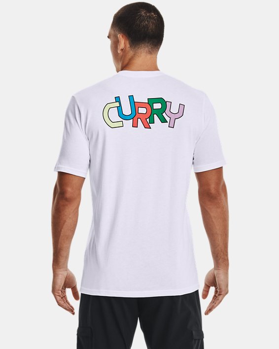 男士Curry籃球圖案T恤 in White image number 1
